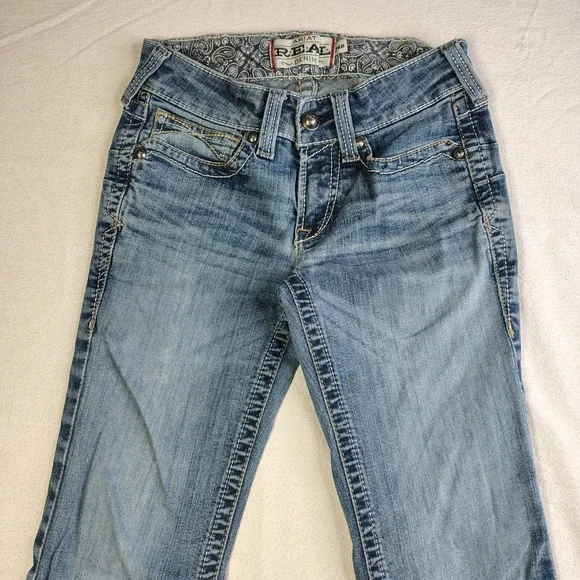Ariat REAL Jeans Women 26R Mid Rise Stretch Whipstitch Boot Cut Western 10014022 - Picture 2 of 16